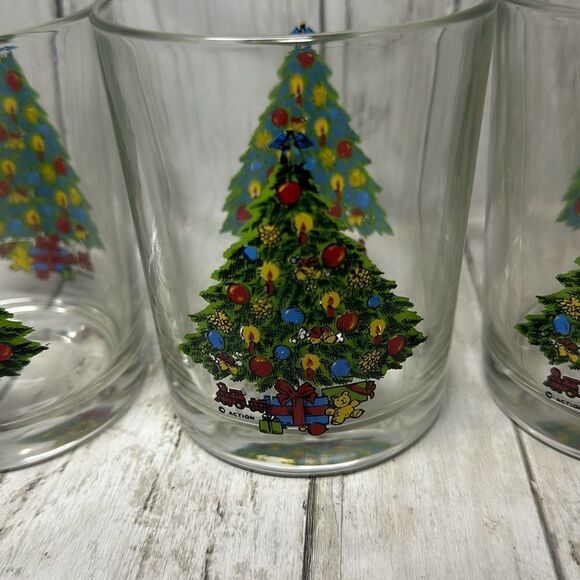 Vintage Christmas Treasure Old Fashioned Whiskey Glasses Set 4 NOS 1989 VTG - Picture 5 of 7
